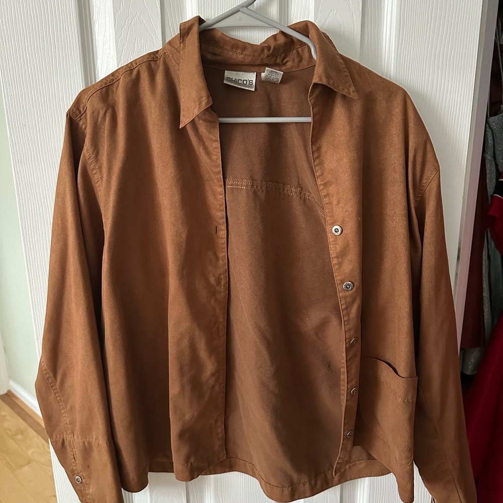 Chicos Brown Button-Up Shirt